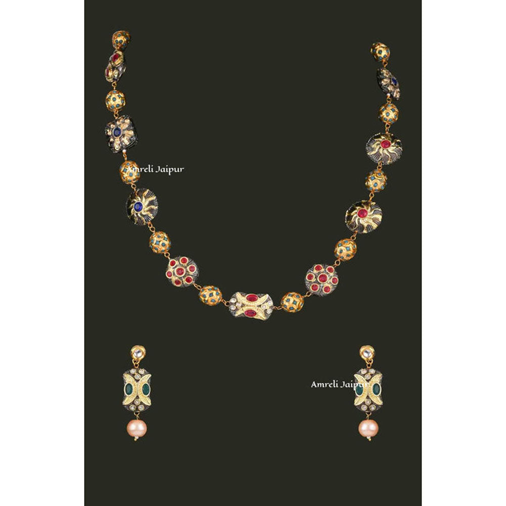 Amreli Jaipur Vardha Tanjore Red Necklace Set