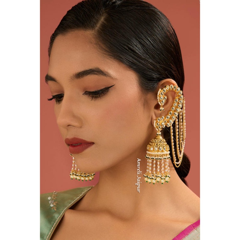 Amreli Jaipur Vedika Pachi Kundan Jhumkas