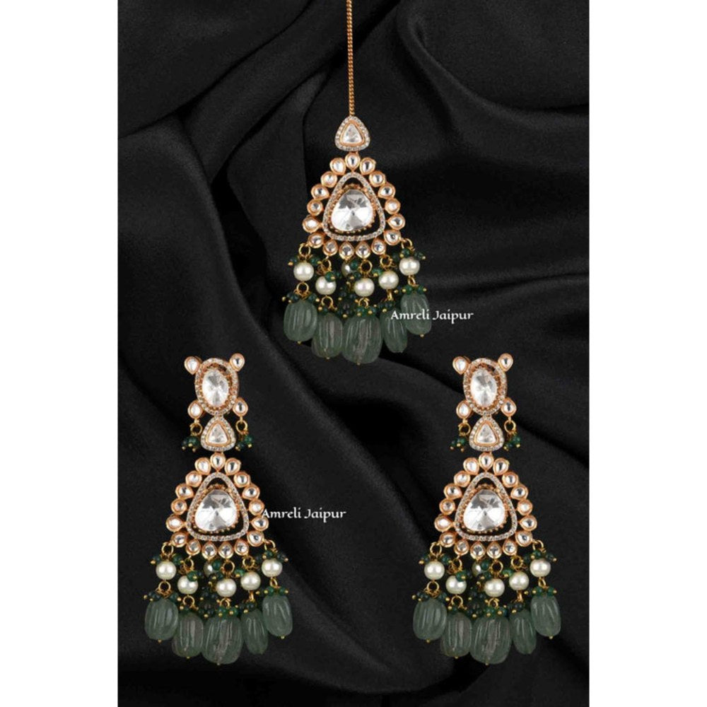 Amreli Jaipur Vijaya Polki Earrings With Maangtika