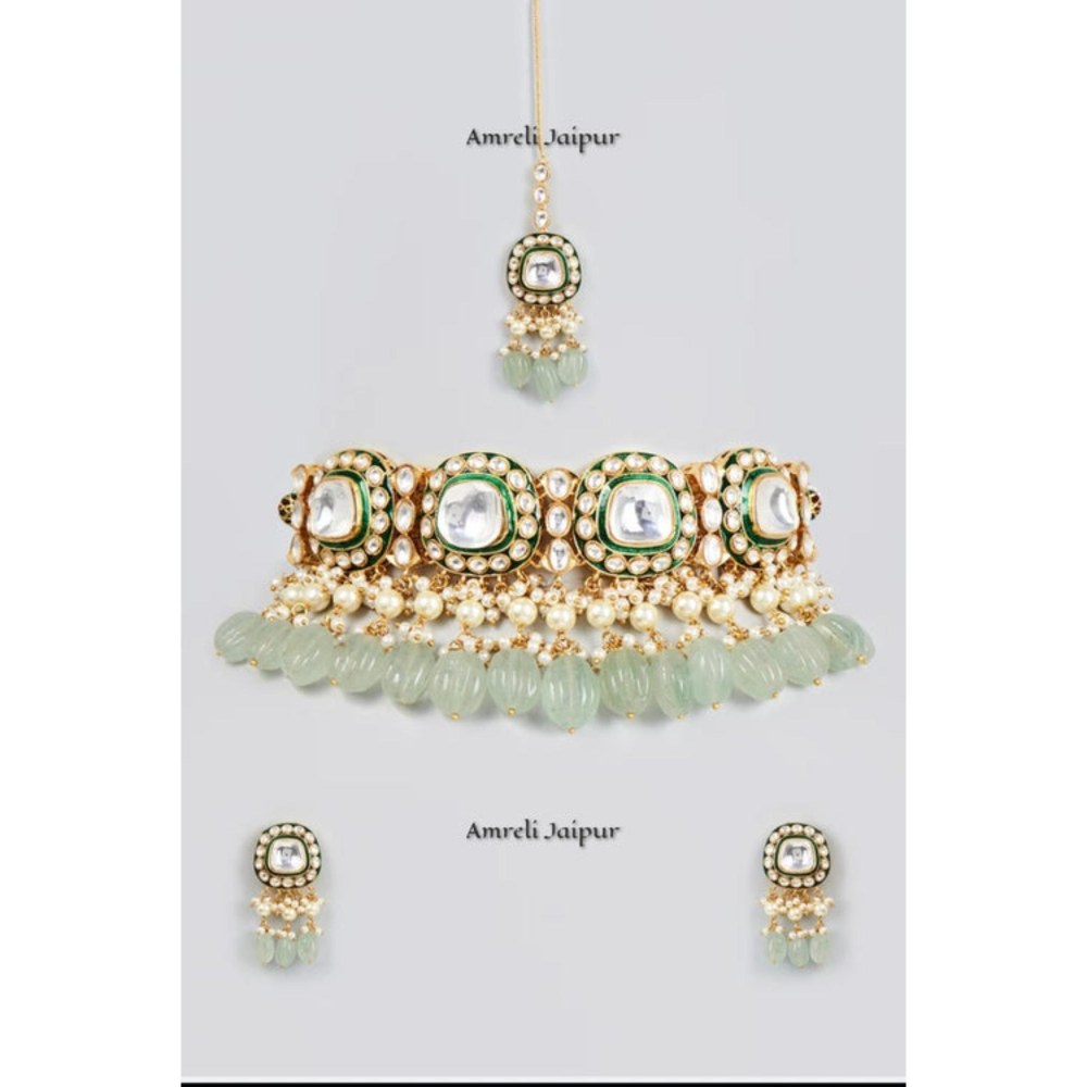 Amreli Jaipur Zayla Polki Green Choker Set