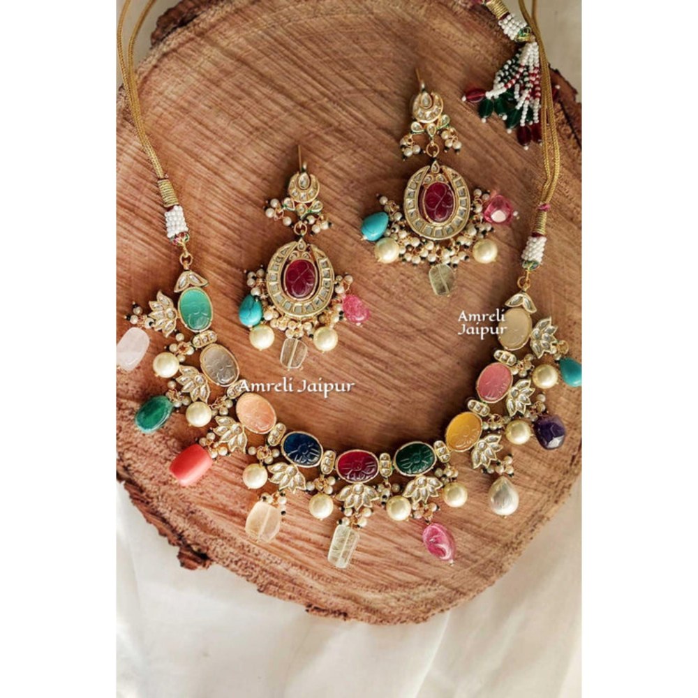 Amreli Jaipur Ekiya Navratan Necklace Set