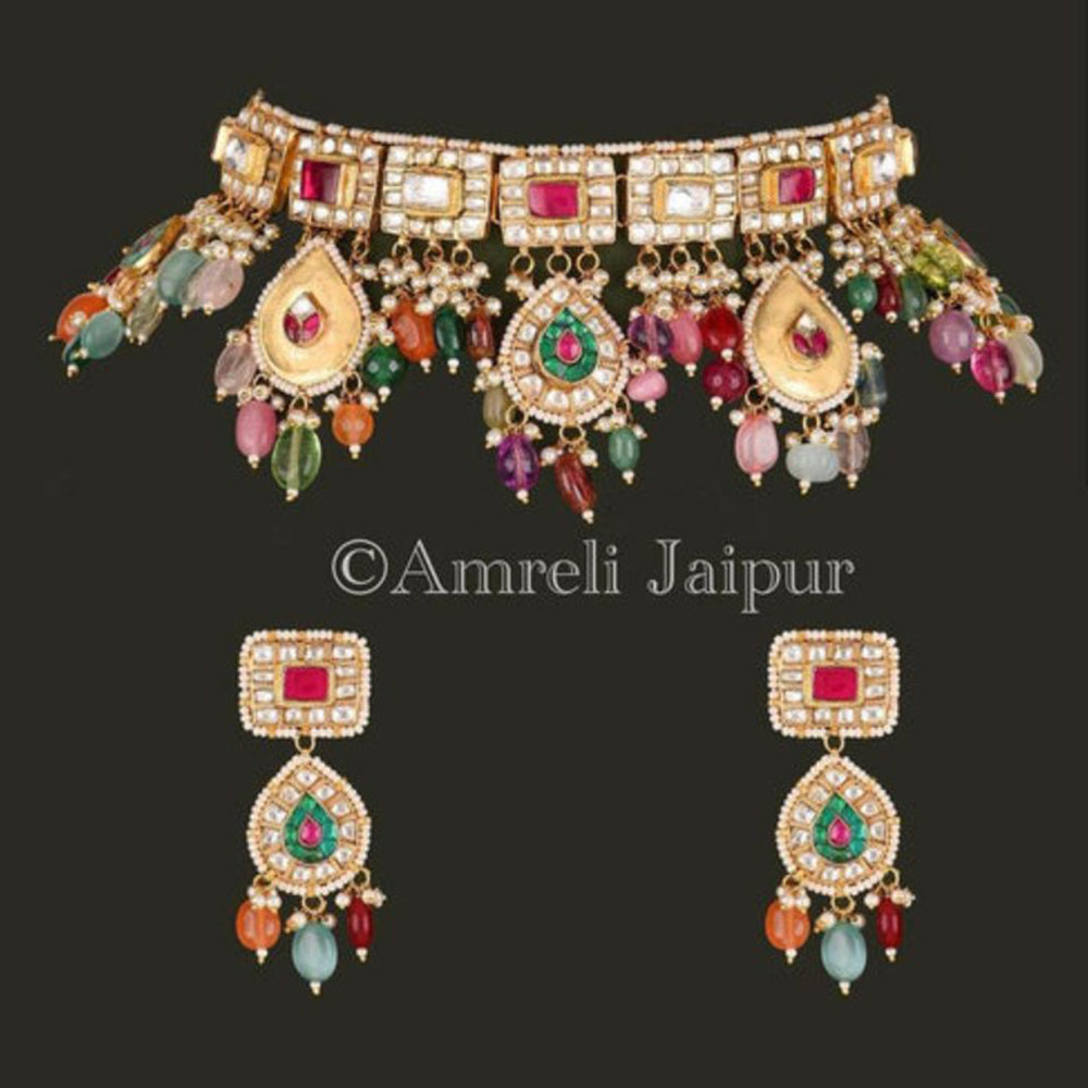 Amreli Jaipur Girija Pachi Kundan Choker Set
