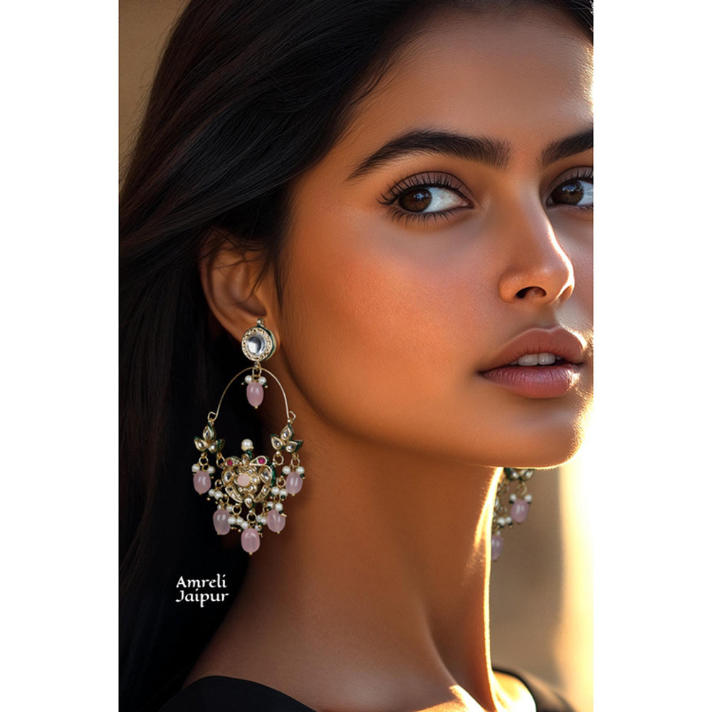 Amreli Jaipur Gunitha Kundan Chandbali Earrings
