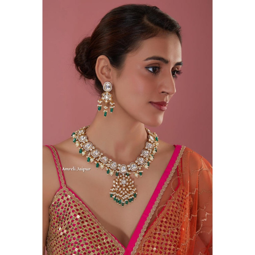 Amreli Jaipur Hazoori Polki Necklace Set