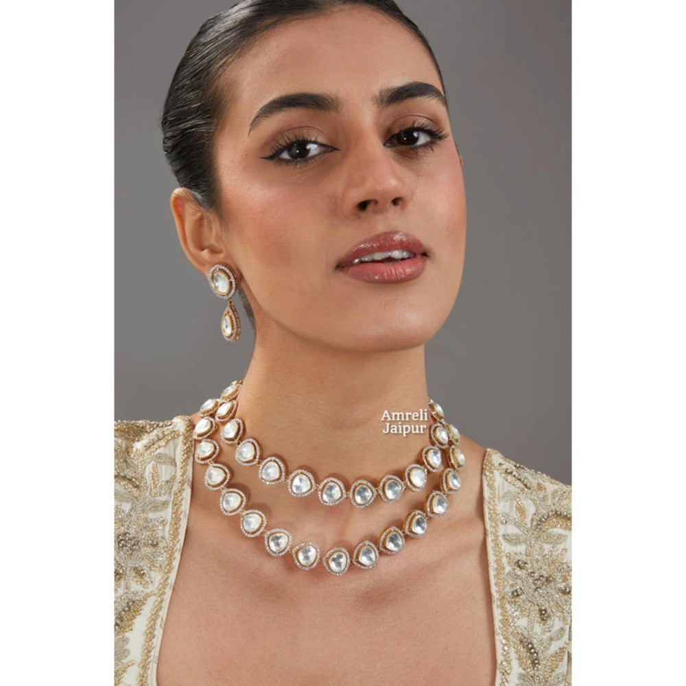 Amreli Jaipur Ivanna Double Layered White Polki Set