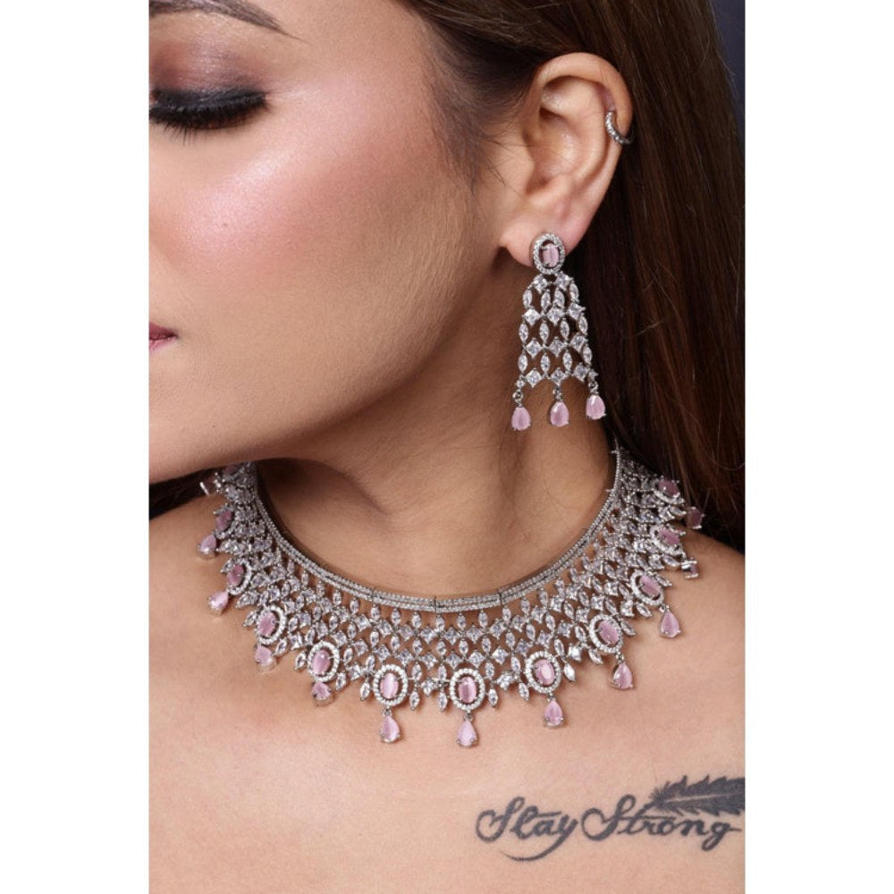 Amreli Jaipur Ivy Pink Diamante Choker Set