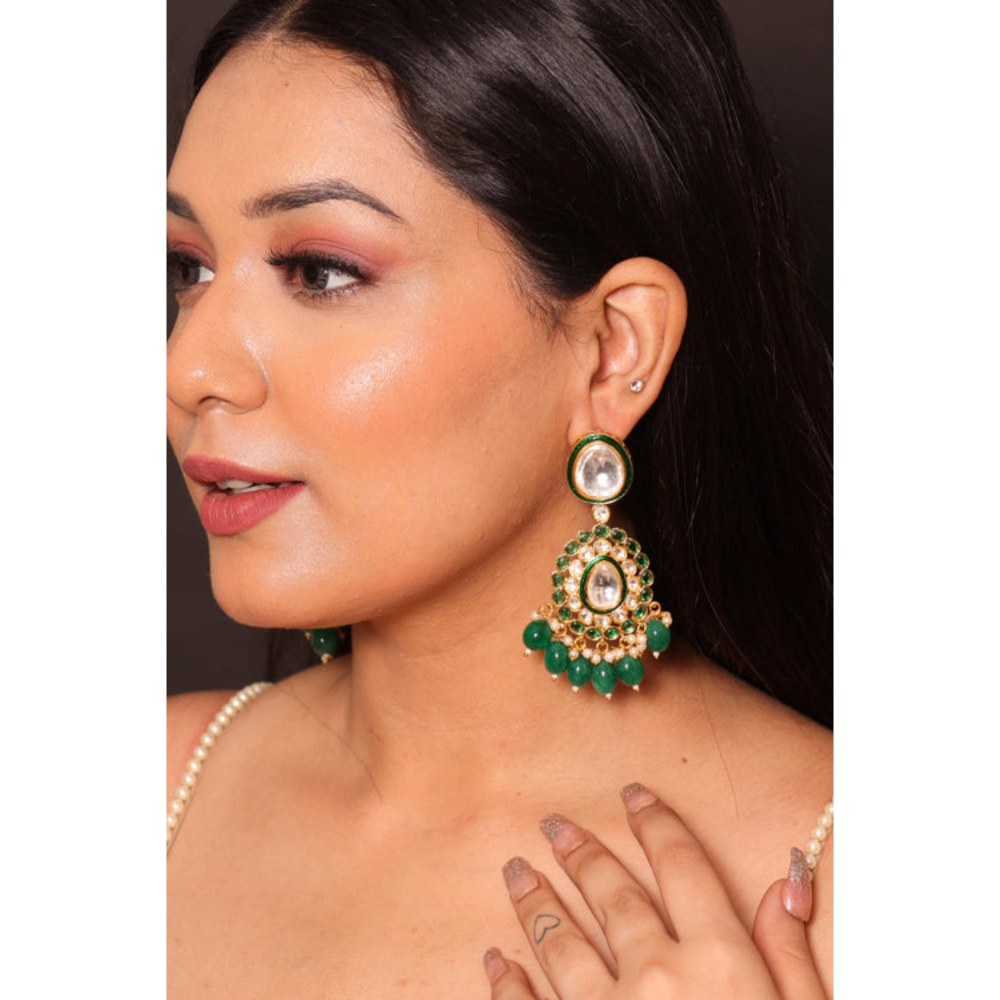 Amreli Jaipur Jade Polki Kundan Earrings