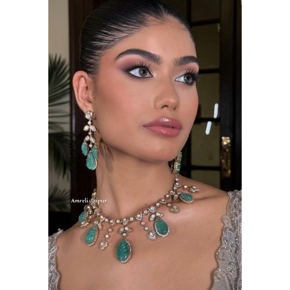 Amreli Jaipur Jayantee Mint Polki Necklace Set