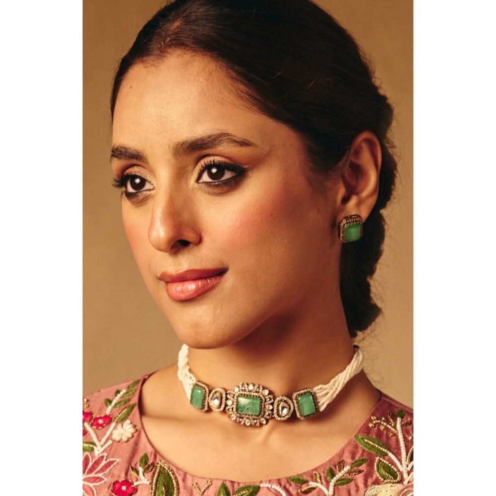Amreli Jaipur Kamala Polki Pink Choker Set