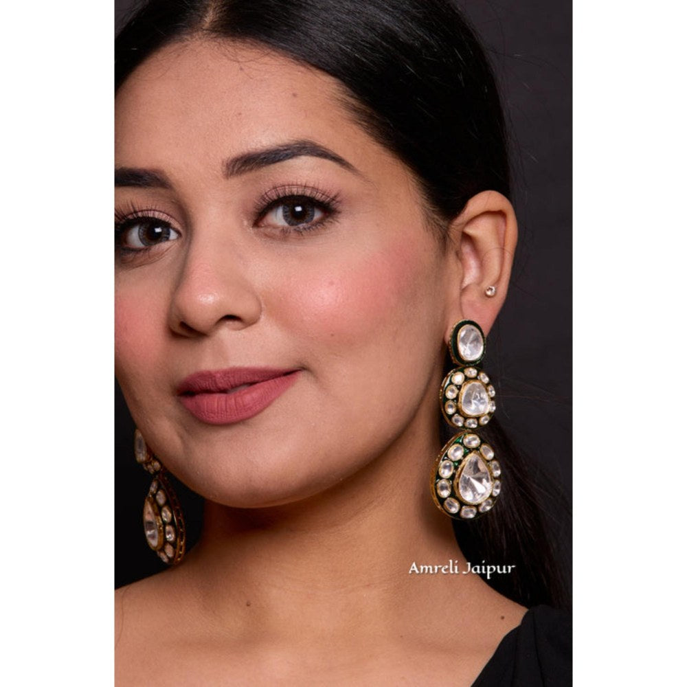 Amreli Jaipur Larisa Polki Emerald Earrings