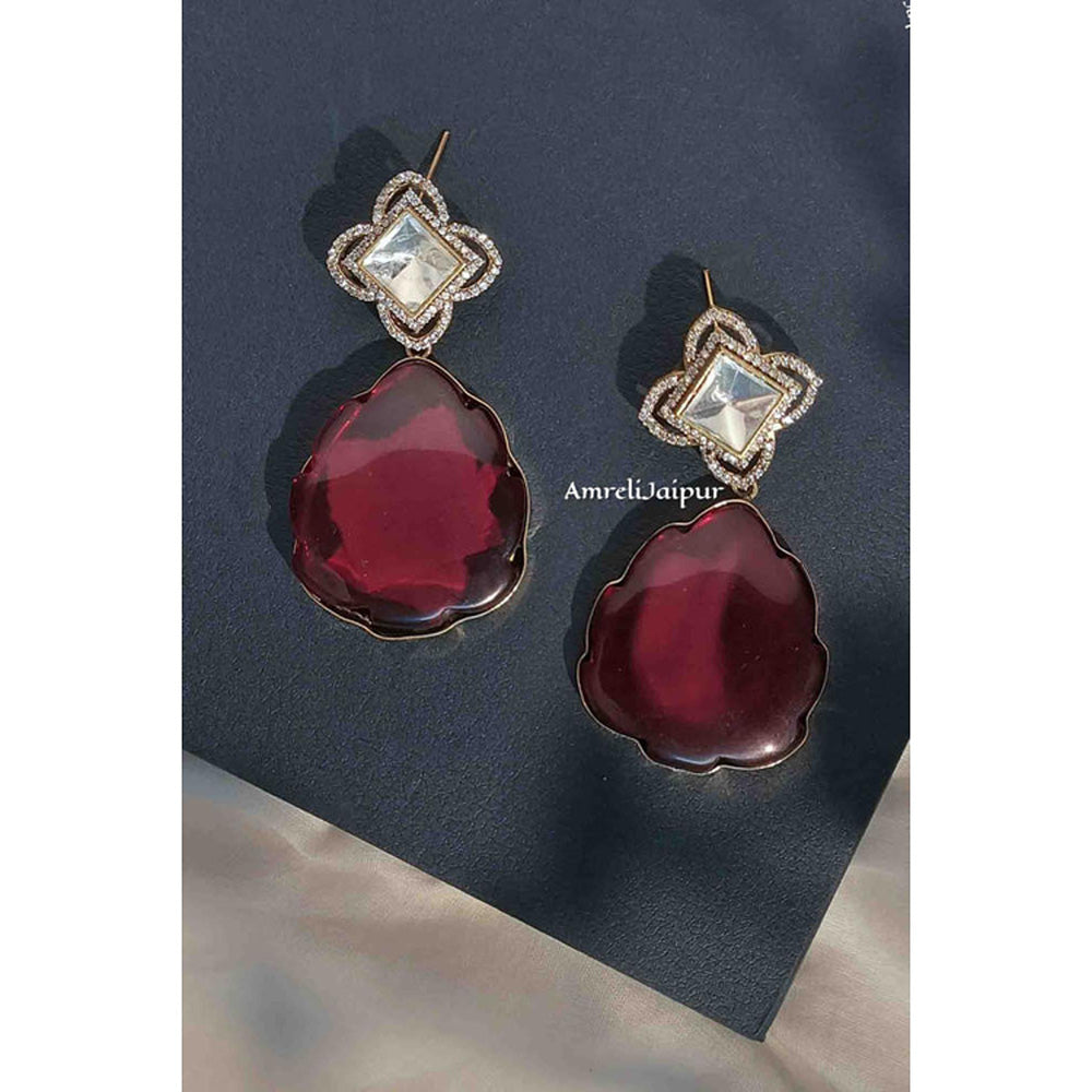Amreli Jaipur Mehnaaz Long Kundan Earrings