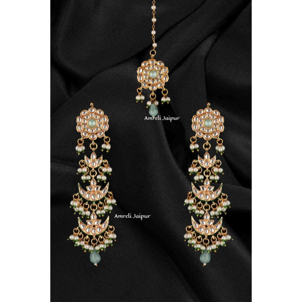 Amreli Jaipur Nadia Kundan Earrings with Maangtika