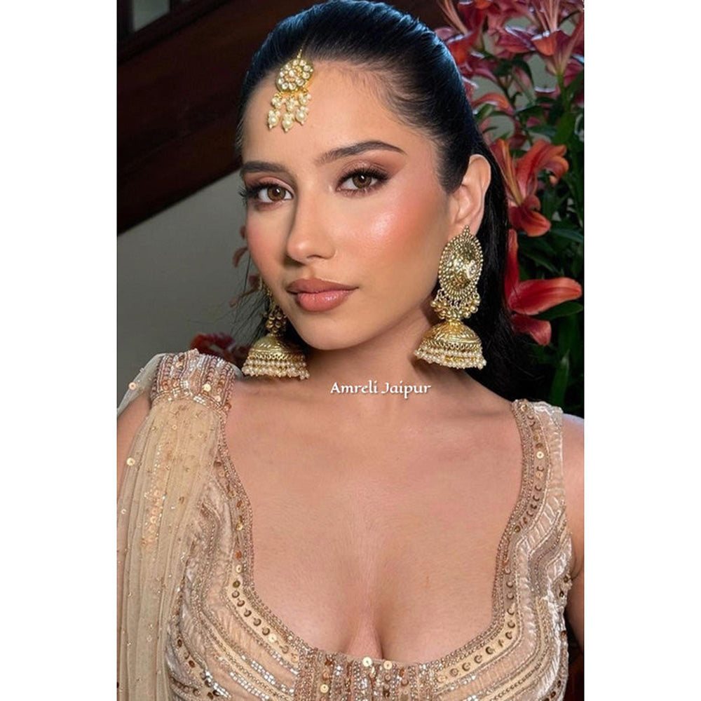 Amreli Jaipur Nita Gold Earrings with Maangtika