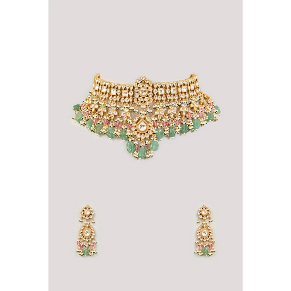 Amreli Jaipur Razoo Green Plated Choker Set
