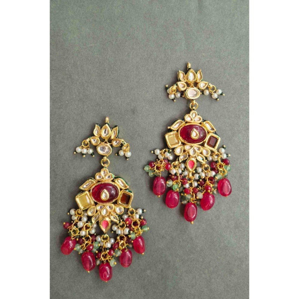 Amreli Jaipur Remya Kundan Carving Stone Earrings