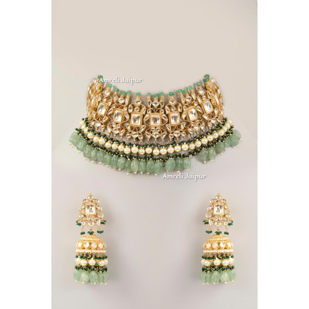 Amreli Jaipur Roop Pachi Gold Kundan Choker Set