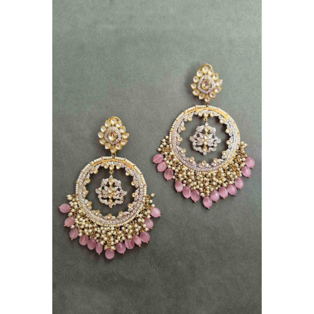 Amreli Jaipur Sarva Diamond Pearl Chandbali Earrings