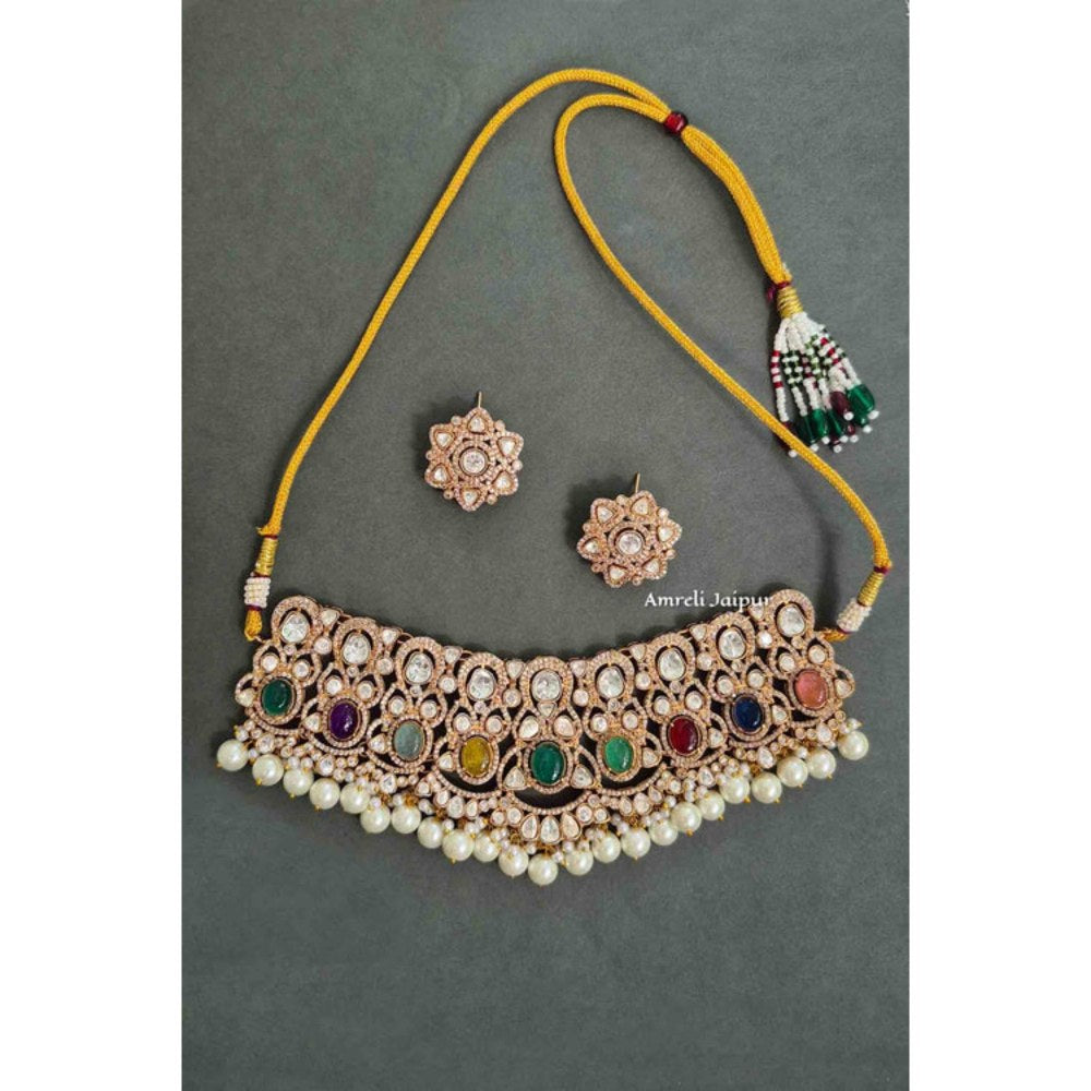 Amreli Jaipur Shrinika Polki Pink Choker Set