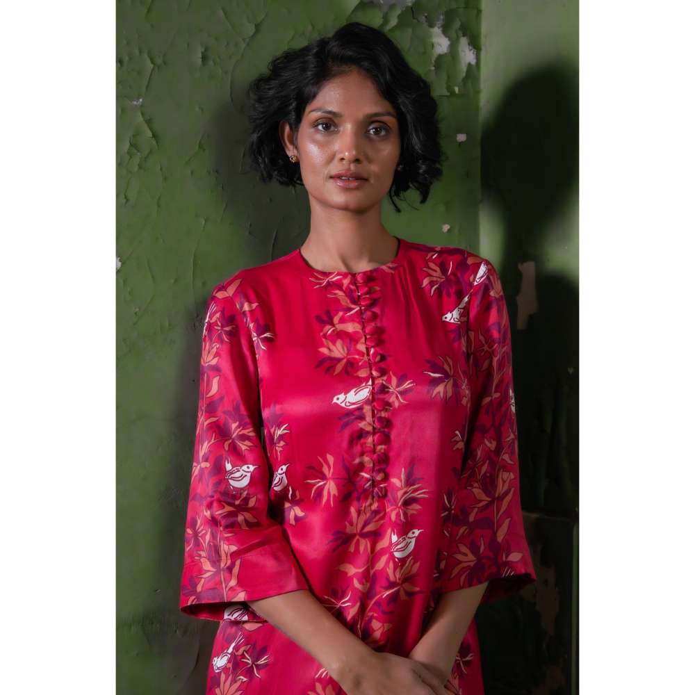 Amrood Pink Long Straight Dress with Bustier (Set of 2)