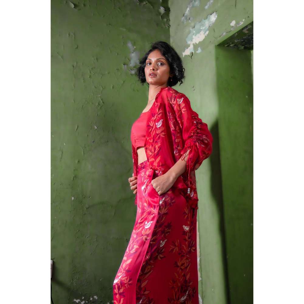 Amrood Pink Featuring A Chic Buttoned Organza Co-Ord (Set of 3)