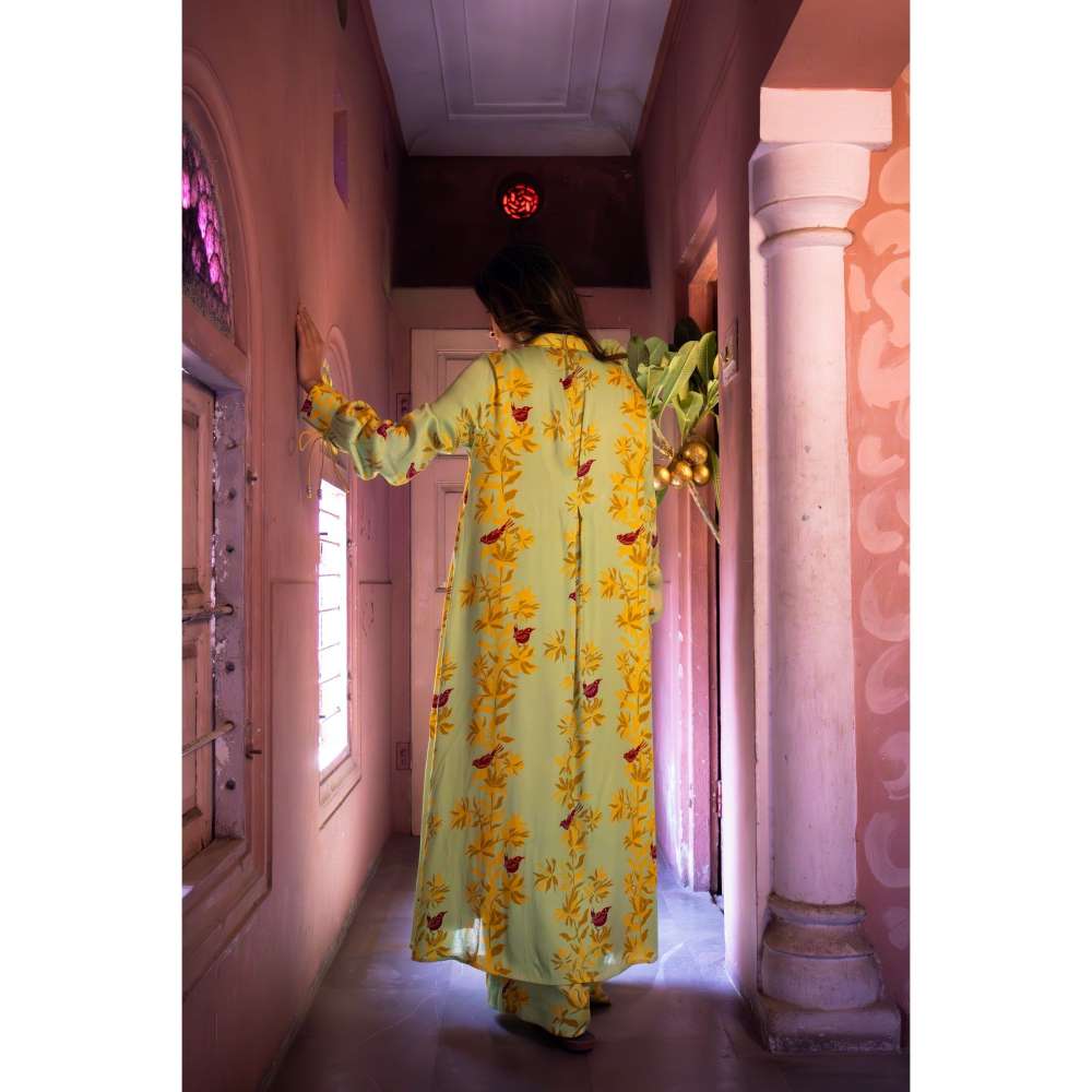 Amrood Yellow Fit -Line Kurta with Bustier and Pant (Set of 3)