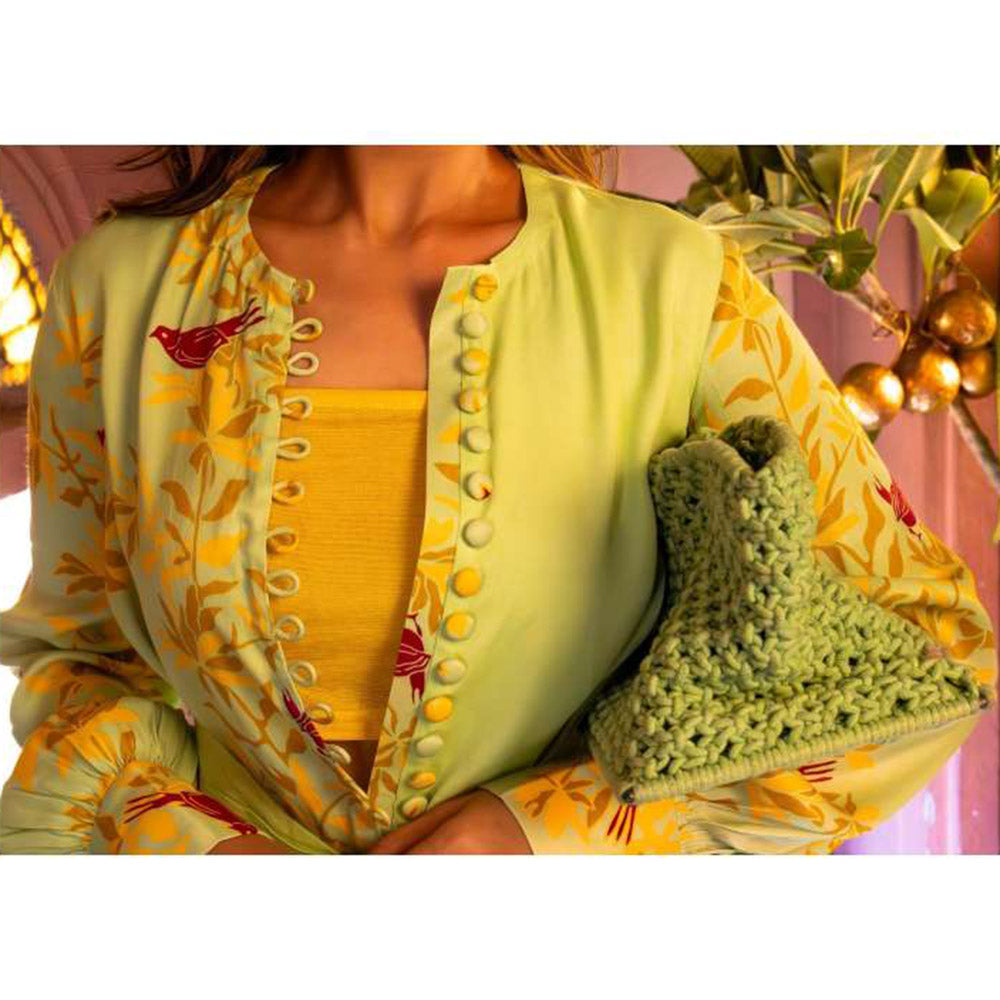 Amrood Yellow Long Dress with Bustier (Set of 2)