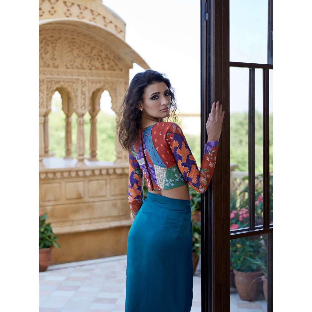 Amrood Blue Top with Skirt (Set of 2)