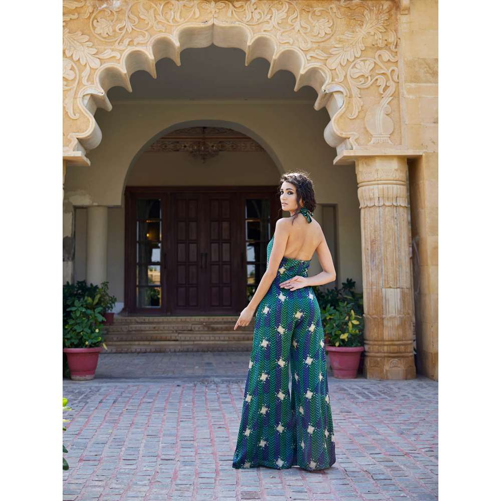 Amrood Green Printed Jumpsuits
