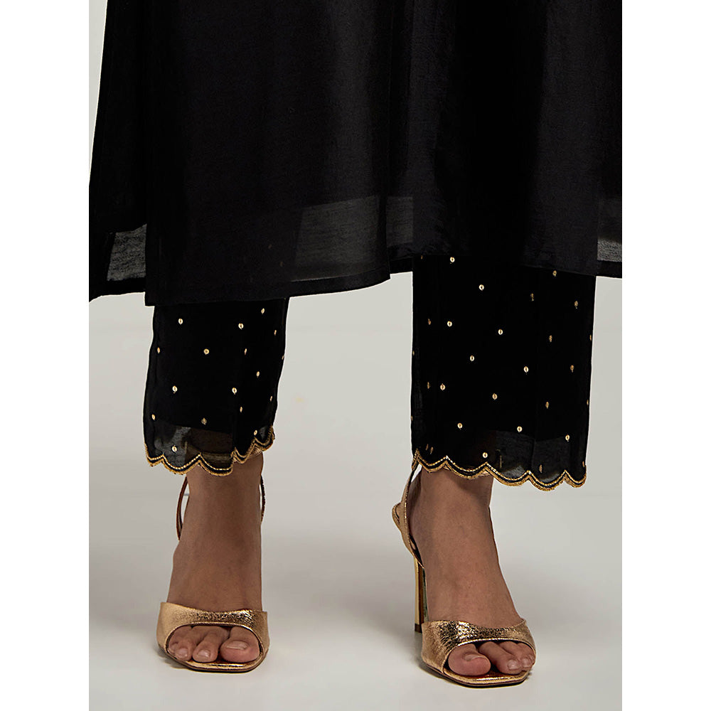 Anantaa by Roohi Trehan Embroidered Placket Kurta with Pant - Black