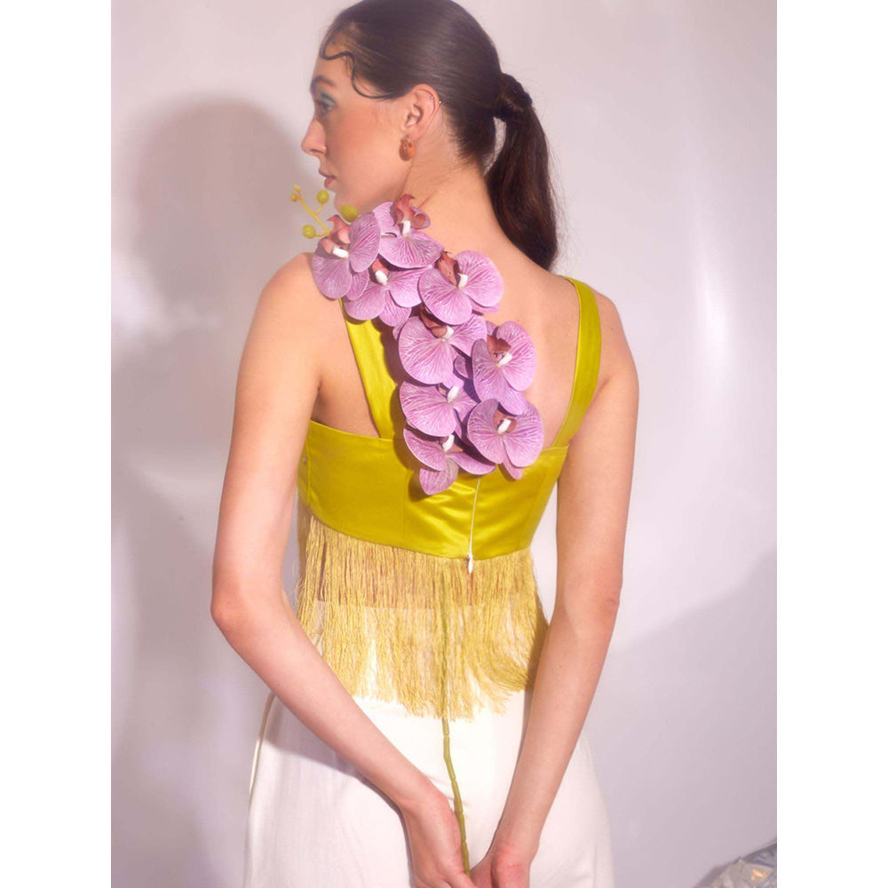 AN'ERA BY ASMITA VERMA White Esme Bustier with Shirt and Pant (Set of 3)