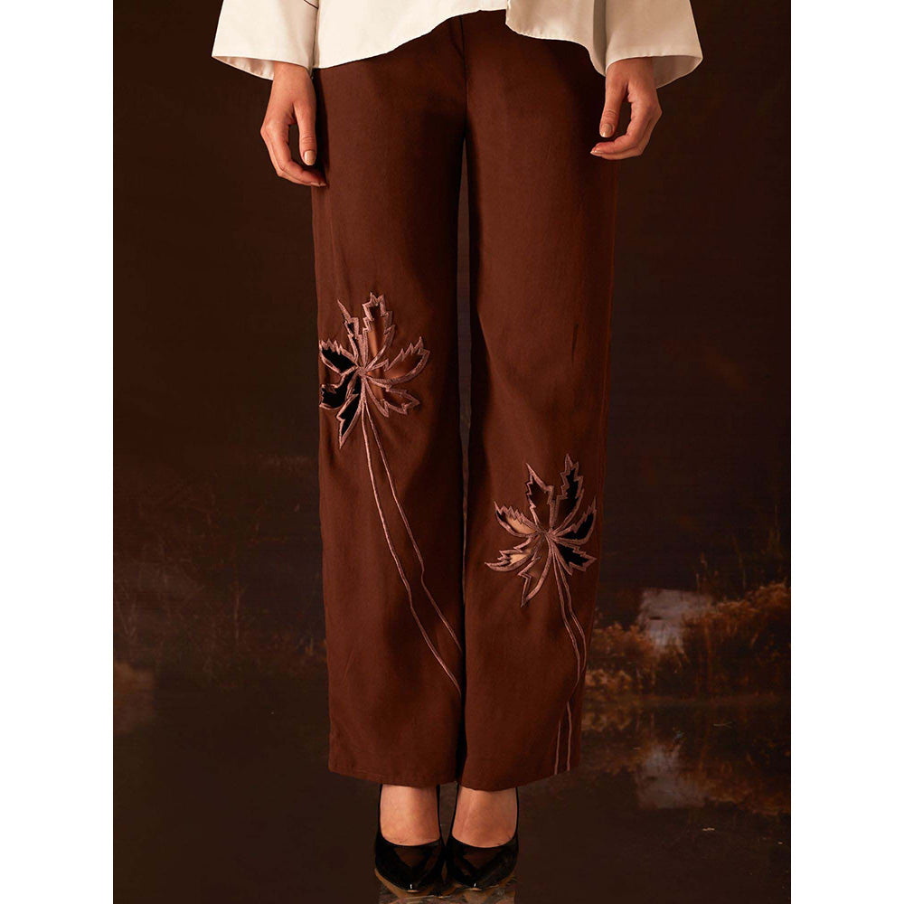AN'ERA BY ASMITA VERMA White Palm Bustier with Shirt and Pant (Set of 3)