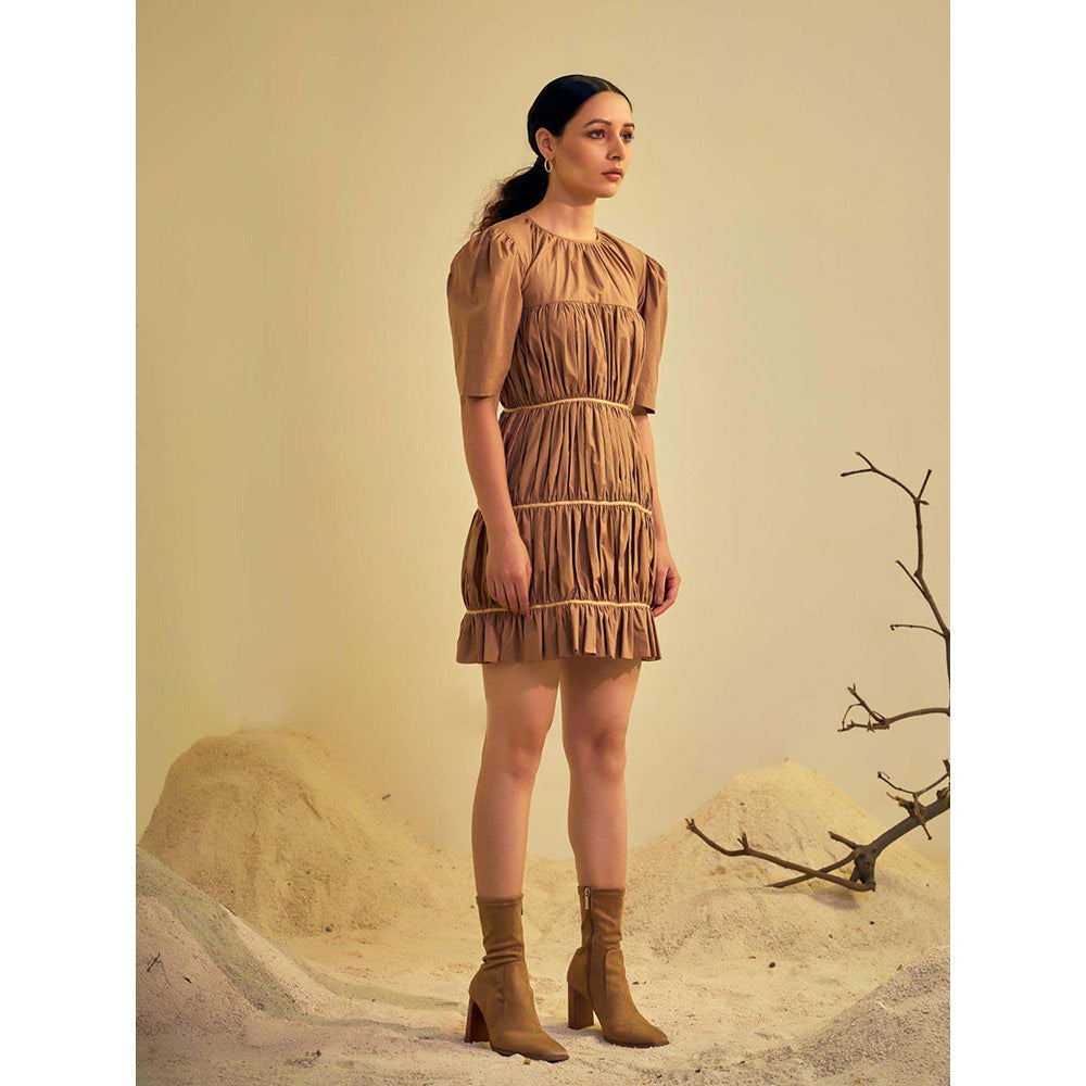 AN'ERA BY ASMITA VERMA Brown Dune Mini Dress