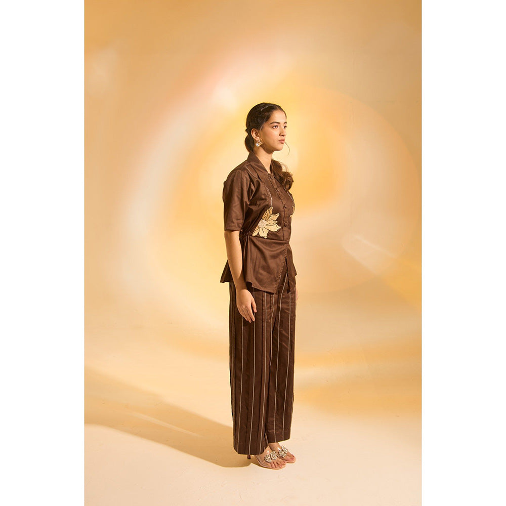 AN'ERA BY ASMITA VERMA Brown Alina Shirt with Pant (Set of 2)