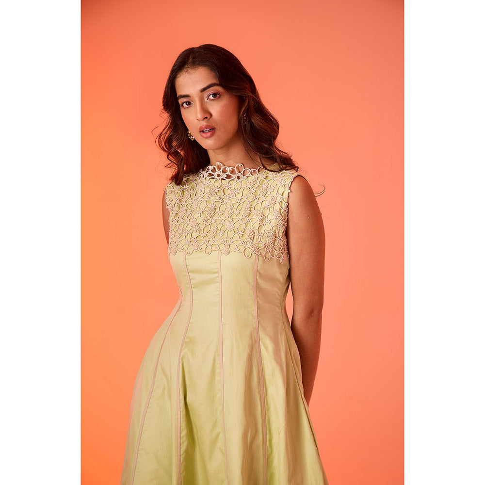 AN'ERA BY ASMITA VERMA Green Embroidered Jade Midi Dress