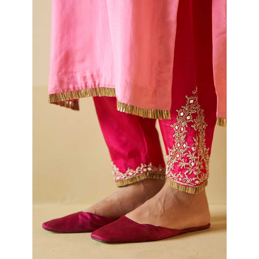 ANGAD SINGH Pink Silk Kurta with Pant (Set of 2)