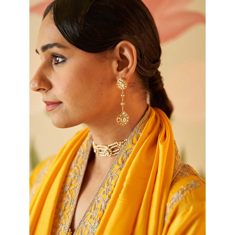 ANGAD SINGH Yellow Chanderi Silk Kurta with Pant & Dupatta (Set of 3)