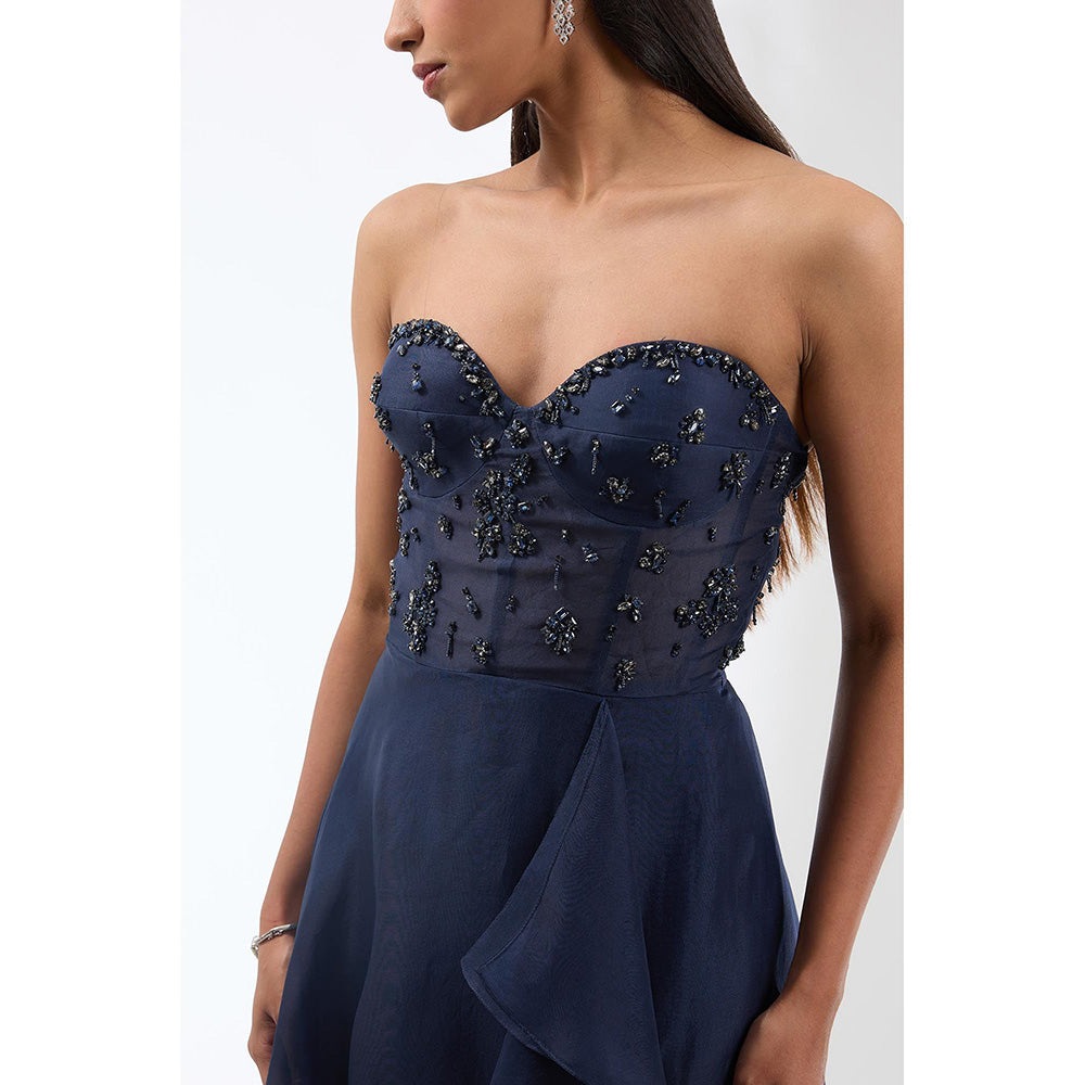 Anjali Kanwar Navy Blue Embellished/Sequined Gown