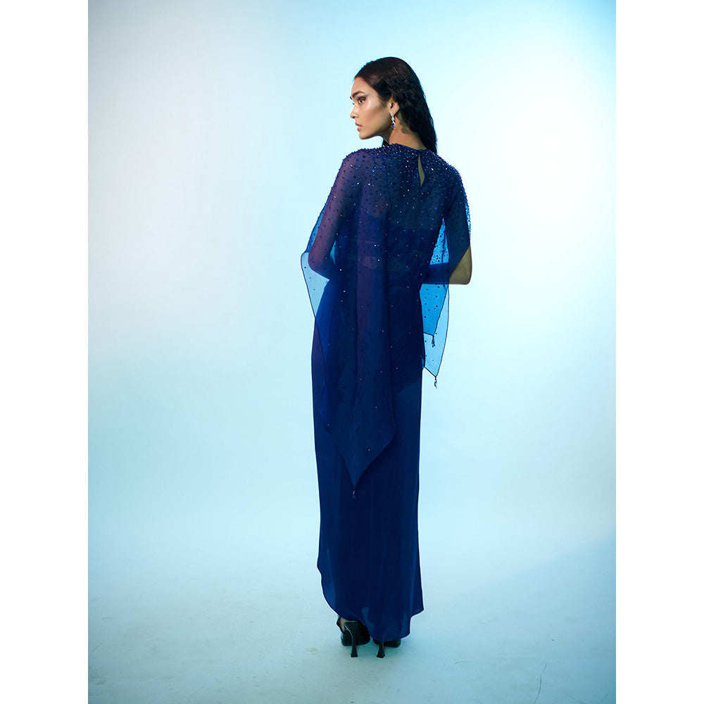 Anjali Kanwar Blue Embellished/Sequined Estelle Top with Bustier and Skirt (Set of 3)