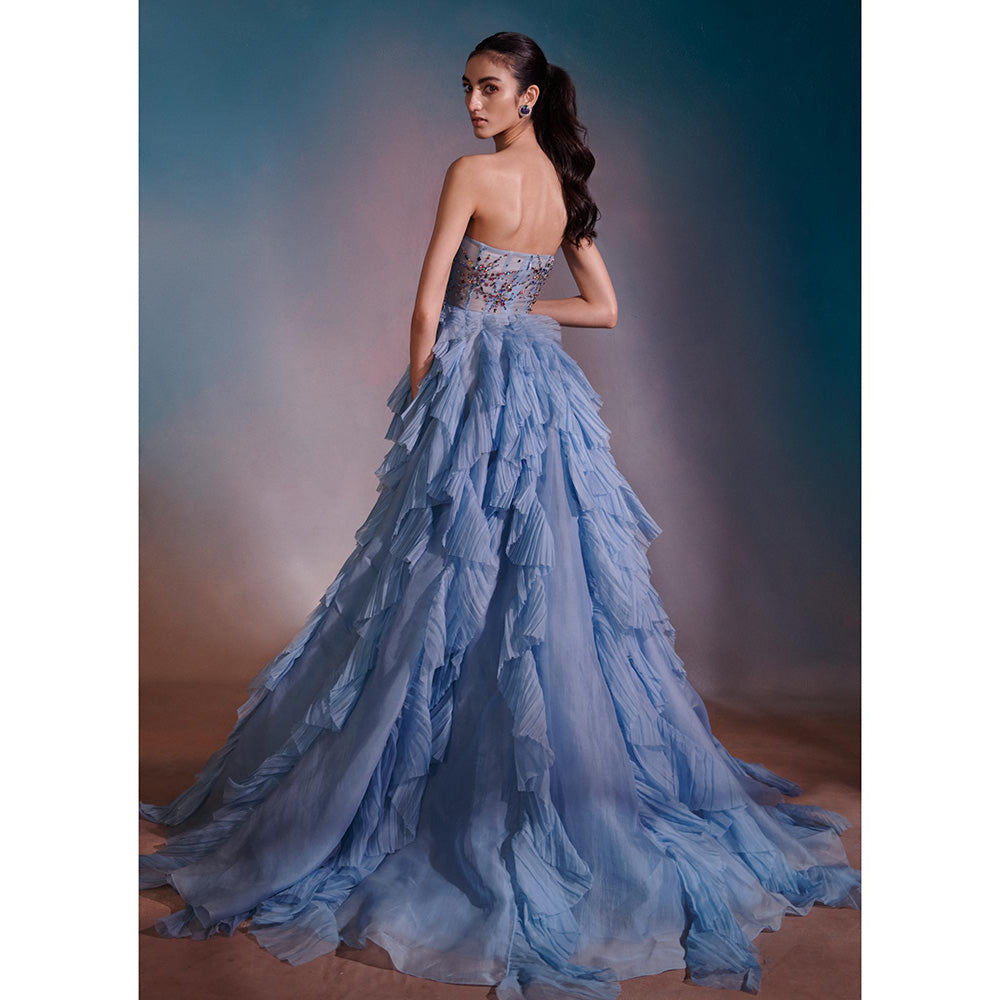 Anjali Kanwar Blue Embellished/Sequined Larissa Gown