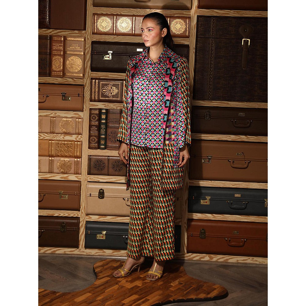 Ankur J Multicolour Printed Overlay Jacket