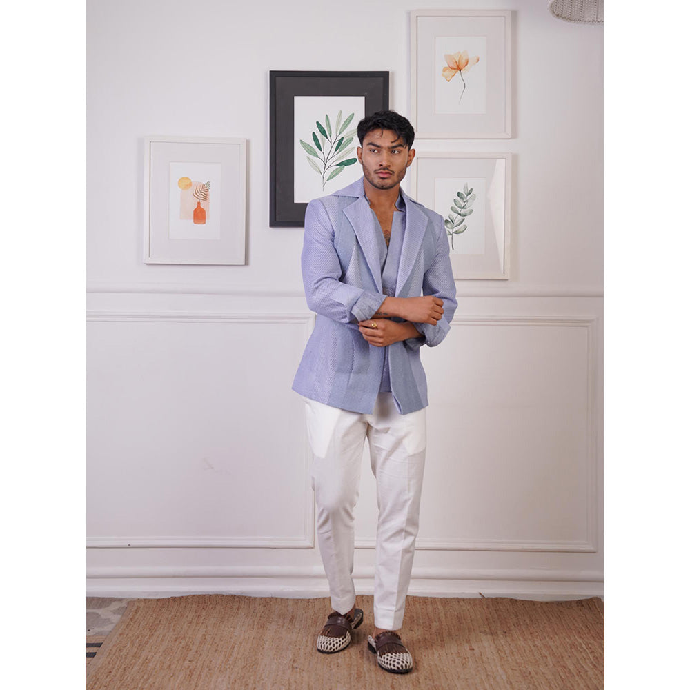 Ankur J Purple Horse Wired Blazer with Shirt and Pant (Set of 3)