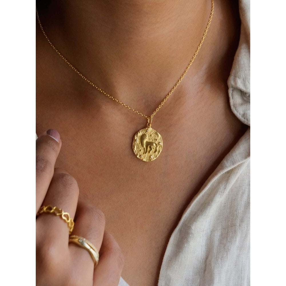 ANUSHKA JAIN JEWELLERY 925 Leo Zodiac Necklace In Sterling Silver With Gold Vermeil