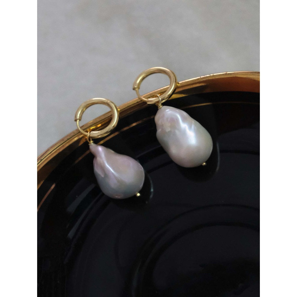 ANUSHKA JAIN JEWELLERY 925 Perle Baroque Hoops In Sterling Silver With Gold Vermeil