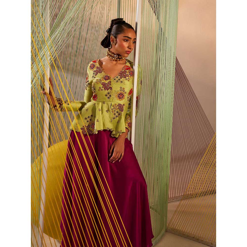 Anu Pellakuru Siya Embroidered Top with Pant (Set of 2)