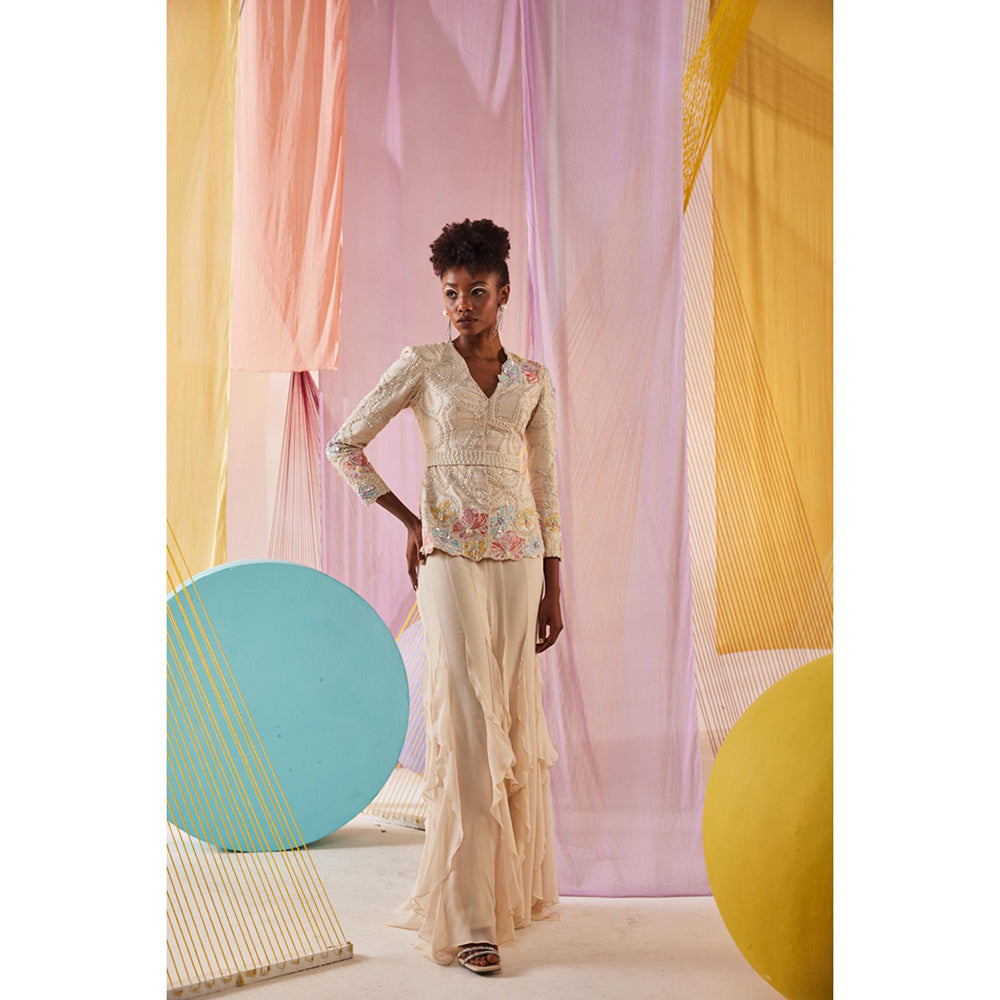 Anu Pellakuru Jashna Embroidered Jacket with Palazzo and Belt (Set of 3)