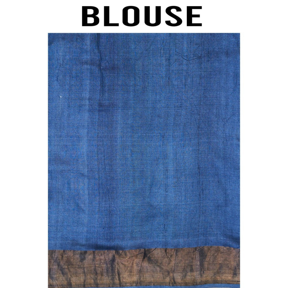 Aparnaa Blue Tussar Saree with Unstitched Blouse