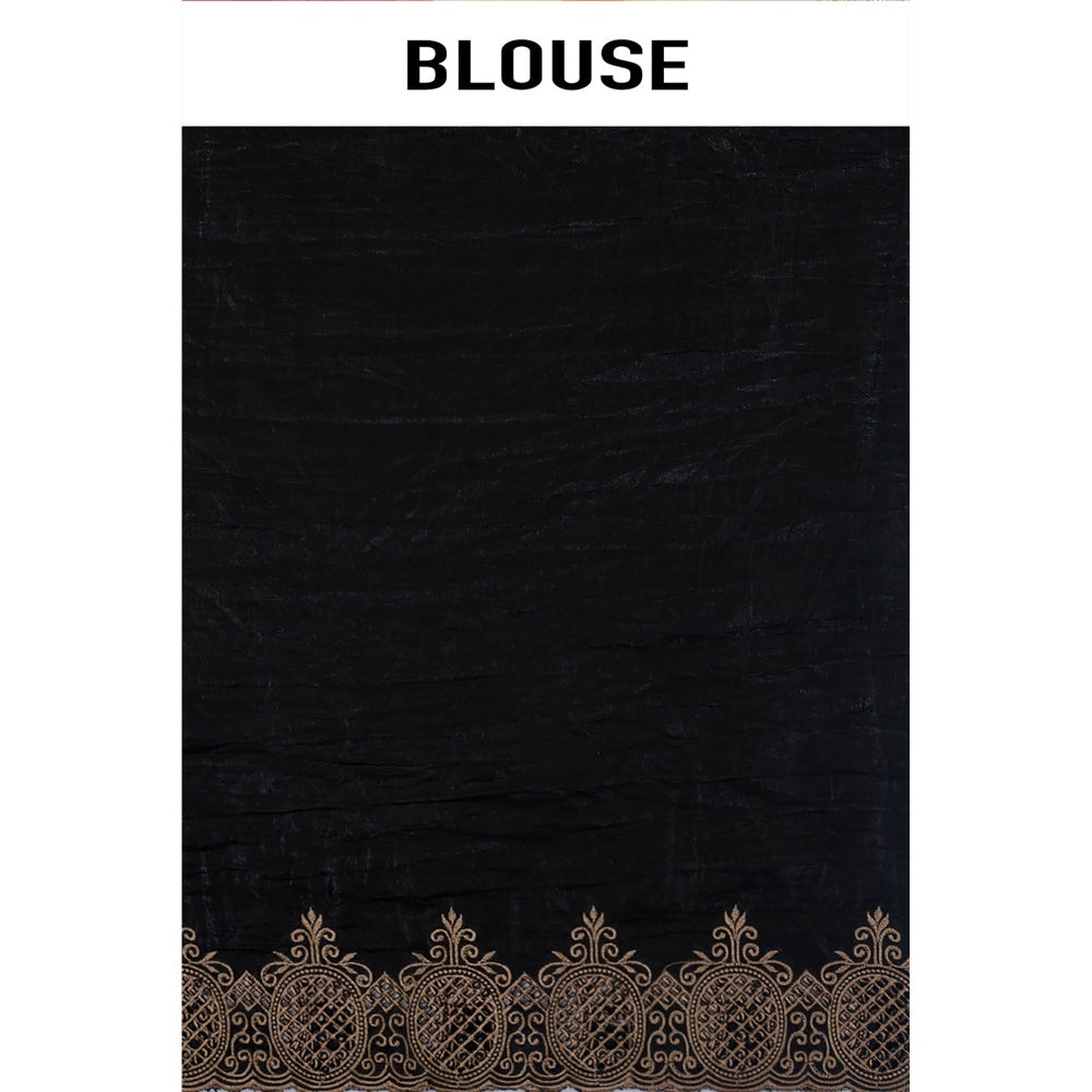 Aparnaa Black Fancy Crush Multicolor Floral Embroidered and Unstitched Blouse