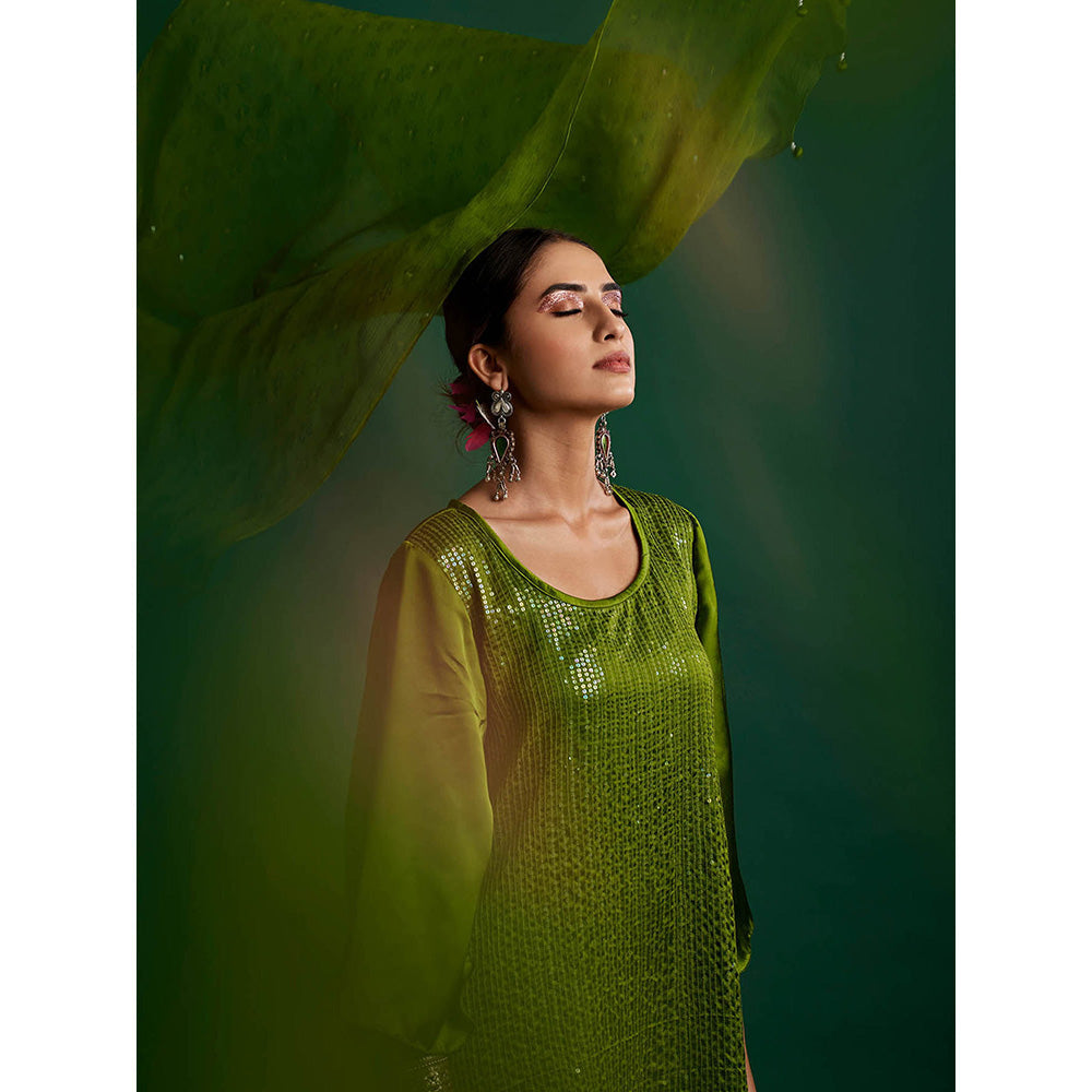 Apeksha Jain Label Olive Kurta with Pant and Dupatta (Set of 3)