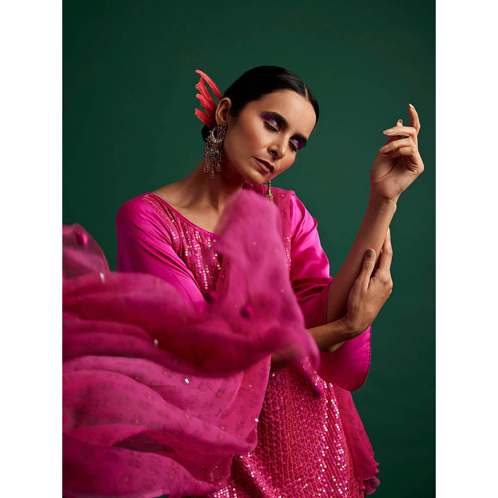 Apeksha Jain Label Rani Pink Kurta with Pant and Dupatta (Set of 3)