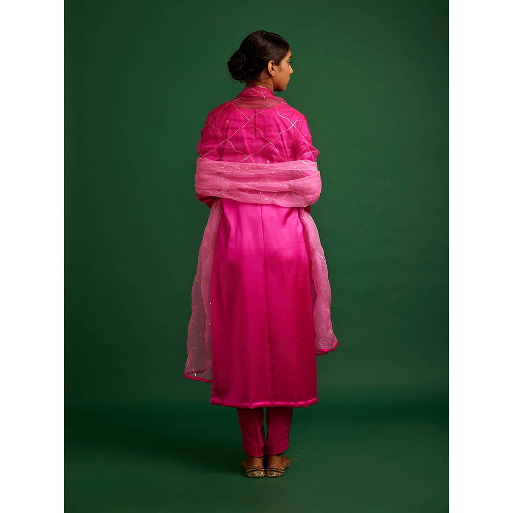 Apeksha Jain Label Rani Pink Kurta with Pant and Dupatta (Set of 3)